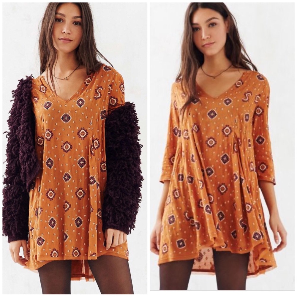 Ecote willow flock dress in Ochre xs
